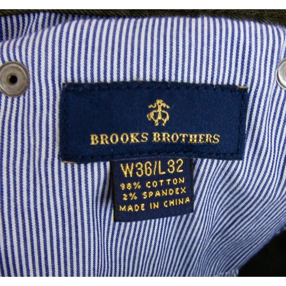 Brooks Brothers Casual Chino Pants Flat Front Pockets Men's Size 36 x 32 Green